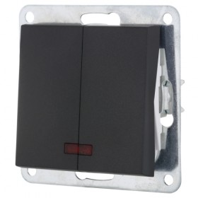 Механизм выключателя 2-кл с подсветкой (черный бархат) LK80