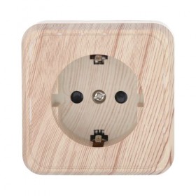 Розетка  открытой установки с з/к. со шторками (сосна) LK STANDARD (20шт.) 1кор.=200шт.