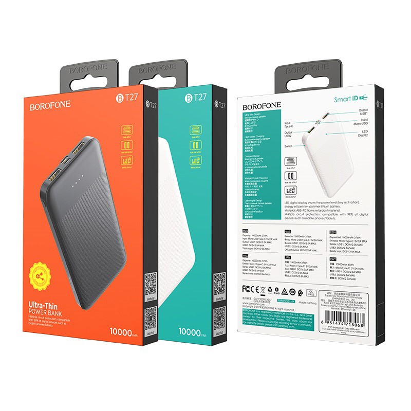 BT27 Портативный аккумулятор Белый 10000мАч