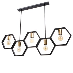 Светильник &quot;Соты&quot; 5хE27 40Вт черно-золотой 100х4х100 см