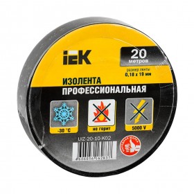 Изолента ПВХ 0.18х19мм черн. (рул.20м) IEK UIZ-20-10-K02