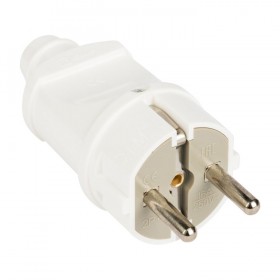 Вилка прямая с/з бел,16А 250В EKF PROxima