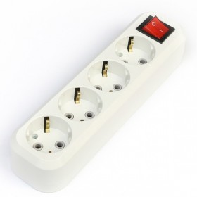 REV Колодка розеточная 4 гнезда c/з с выкл.16A, 3600W