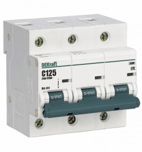 Выключатель автоматический модульный 3п C 125А 10кА ВА-201 DEKraft 13027DEK