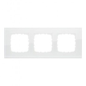 Рамка 3-постовая, натуральное стекло, цвет белый LK80