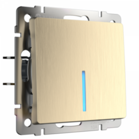 WL Выключатель 1кл проходной с подсветкой (шампань рифленый)