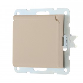 Механизм розетки с/з со шторками и крышкой (шампань) LK80