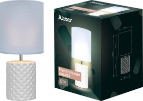 Светильник настольный с абажуром SQUAMA, белый/голубой, E14, провод 1,6 м, Ritter