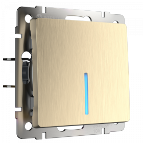 WL Выключатель 1кл с подсветкой (шампань рифленый)