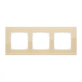 Рамка 3-постовая, натуральное стекло, цвет кремовый LK80