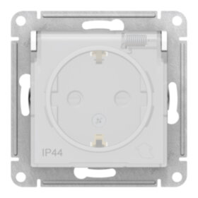 Механизм розетки 1-м с/з с прозрачной защитной шторкой и крышкой белый AtlasDesign