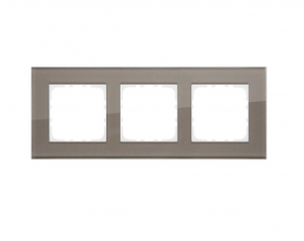 Рамка 3-постовая, натуральное стекло, цвет серо-коричневый LK80