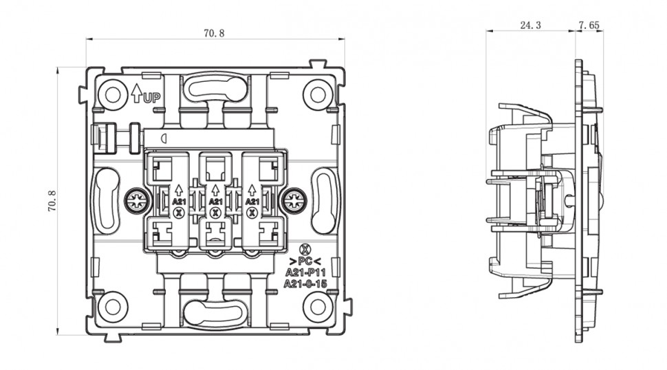 Механизм выключателя 3-клавишного,10 A 250 В