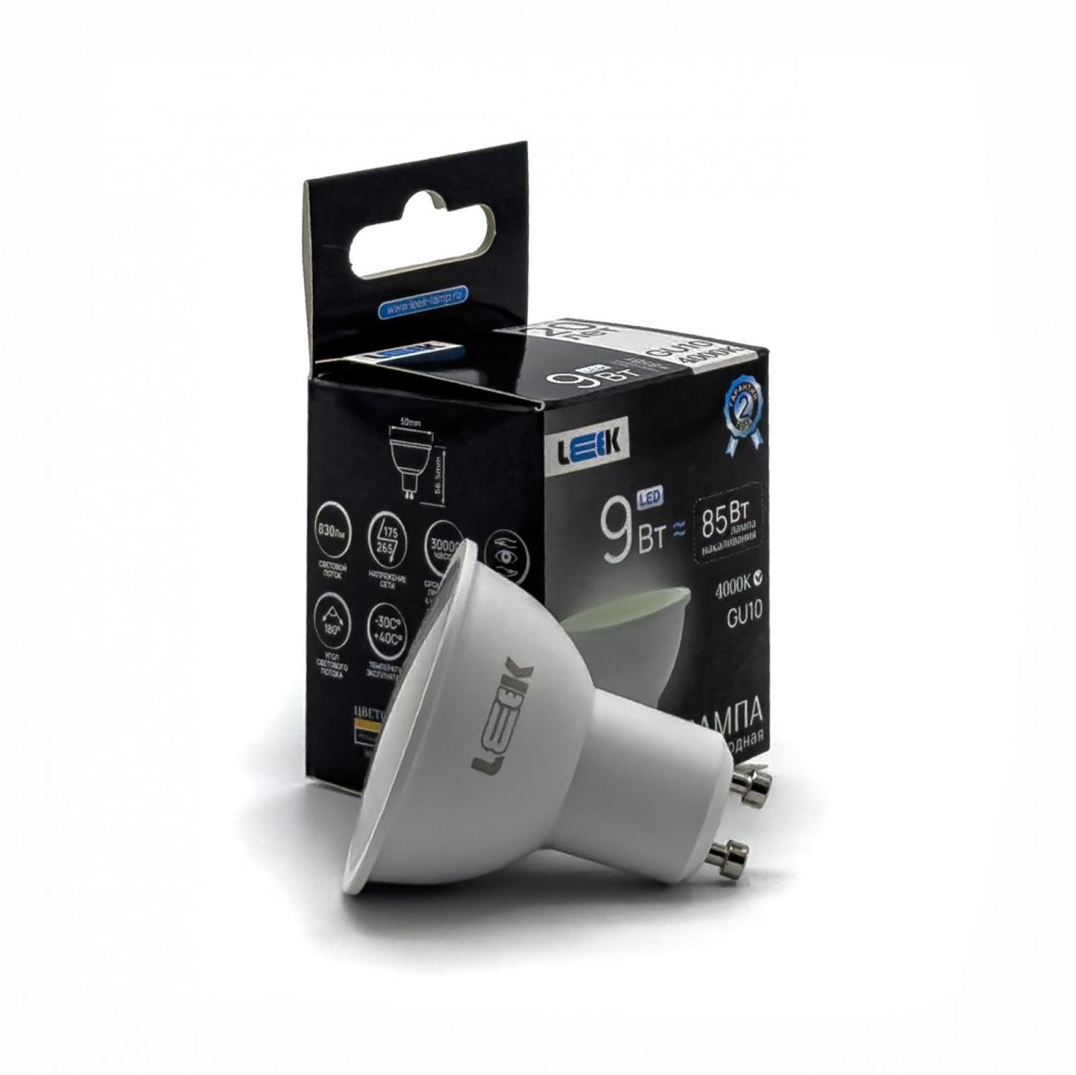 Лампа с/д LEEK LE MR16  9W 4K GU10 (JB) (100)