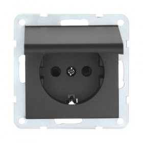 Розетка  с з/к шторками и крышкой (черн. бархат) LK60 (20шт) 1кор.=200/150шт