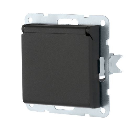 Розетка  с з/к. шторками и крышкой (черн. бархат) LK60 (20шт) 1кор.=200/150шт