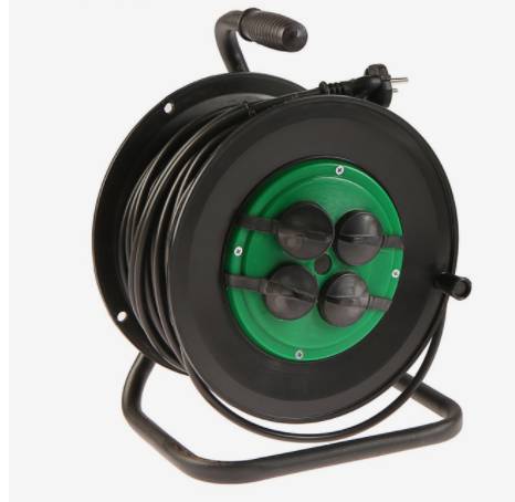 Удлинитель на катушке TUNDRA, 4 розетки, 50 м, 10 А, ПВС 2х1.5 мм2, без з/к, IP44,  2276556