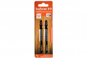 Пилки для лобзиков Bohrer по дереву Т111C HCS 100/75мм, шаг 3 мм (Грубый быстрый рез) (2 шт. в уп.) (600/100/1)