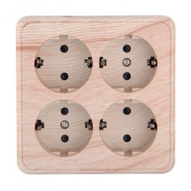 Розетка 4-местная открытой установки с з/к, со шторками (сосна) LK STANDARD (10шт.) 1кор.=80шт.