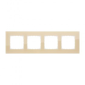 Рамка 4-постовая, натуральное стекло, цвет кремовый LK80
