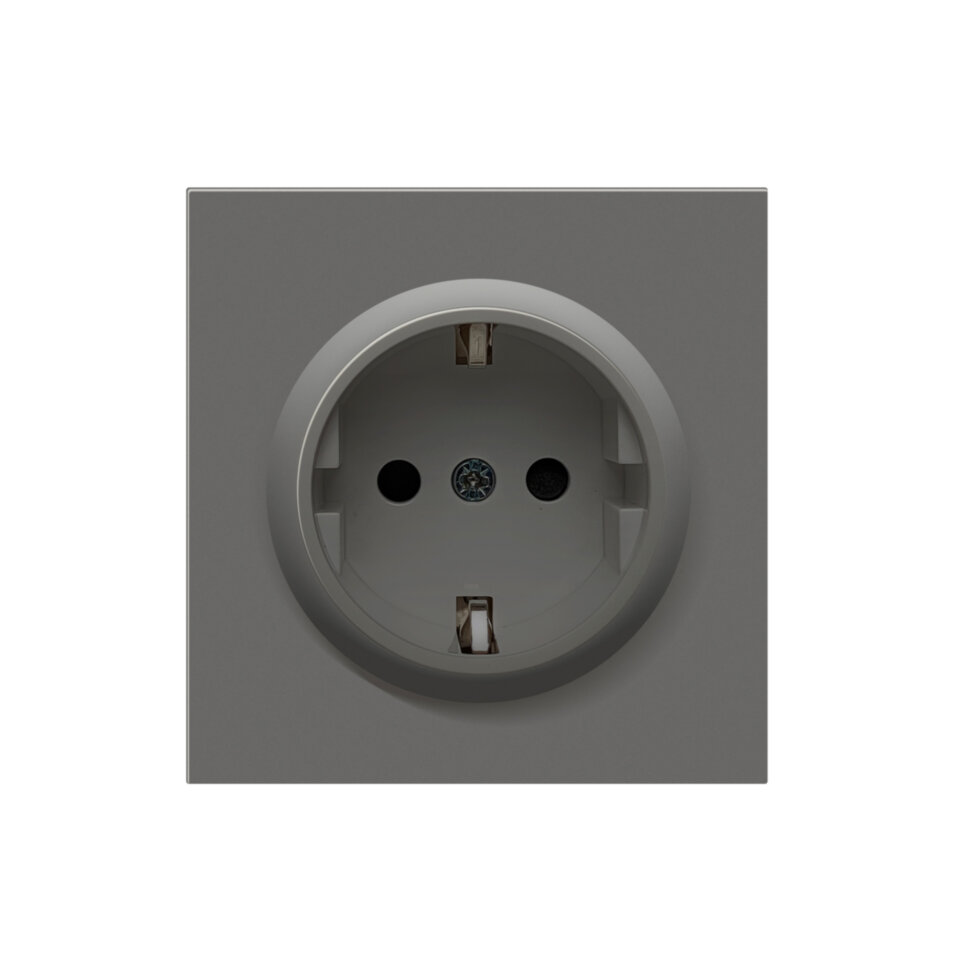 Накладка для розетки Schuko с заземлением со шторками 16A 250 В~, матовый шоколад