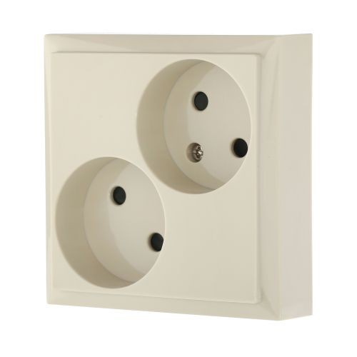 Розетка двойная  без з/к. со шторками (беж.) LK60 (20шт) 1кор=200шт