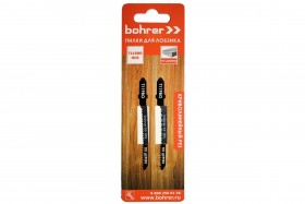 Пилки для лобзиков Bohrer по дереву Т119BO HCS 75/50мм, шаг 2 мм (Криволинейный рез) (2 шт. в уп.) (600/100/1)