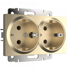 WL Розетка 2-ая с заземлением (шампань рифленый)