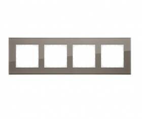 Рамка 4-постовая, натуральное стекло, цвет серо-коричневый LK80
