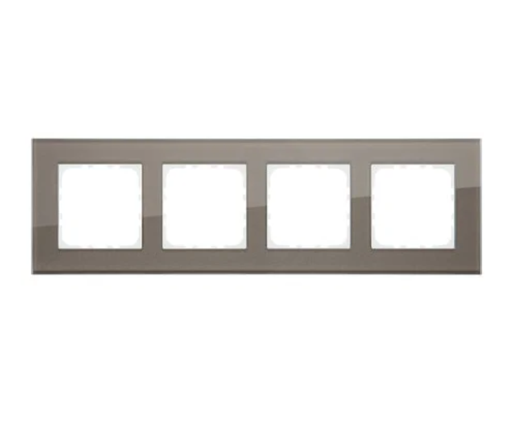 Рамка 4-постовая, натуральное стекло, цвет серо-коричневый LK80
