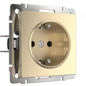WL Розетка с заземлением (шампань рифленый)