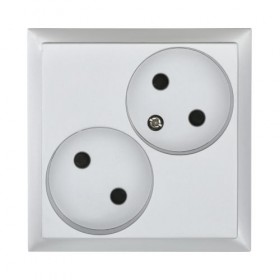 Розетка 2-x  без з/к. со шторками (сереб.металлик) LK60  (20шт) 1кор.=200шт