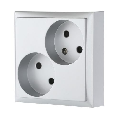 Розетка двойная  без з/к. со шторками (сереб.металлик) LK60  (20шт) 1кор.=200шт