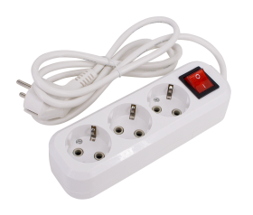 Удлинитель LEEK LE ES 3-х местный,  3 метра, с заземлением, с выключателем 3*1 (45)