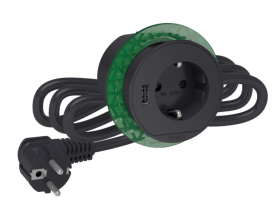 Блок розеточный (2К+З)+USB тип А антрацит SchE INS44005