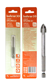 Сверло Bohrer Профи 4+ по стеклу и керамике  8 мм (в блистере) (800/20/1)