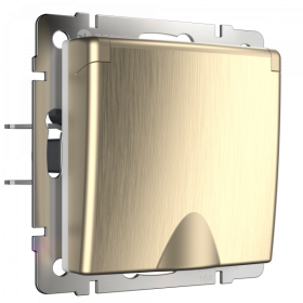 WL Розетка влагозащ. с зазем. с защит. крышкой и шторками (шампань рифленый)