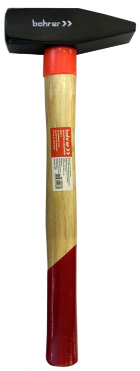 Молоток слесарный  Bohrer  800 г. с деревянной рукояткой (квадратный боек, cталь 45 HRC 50-58, резиновое защитное кольцо) (24/6/1)
