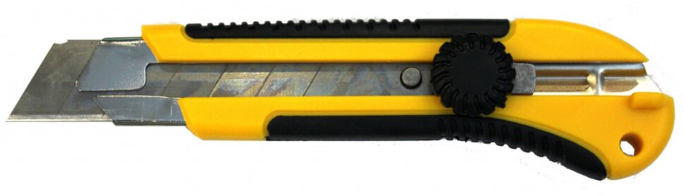 Нож Bohrer с выдвижными лезвиями 25 мм усиленный, двухкомпонентная ручка, регулируемый фиксатор лезвия (сталь SK4) (72/12/1)