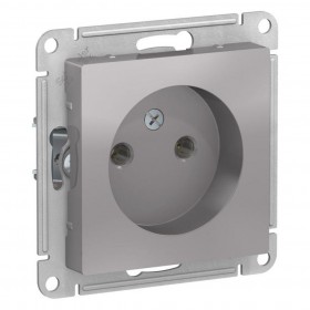 Механизм розетки 1-м б/з алюминий AtlasDesign