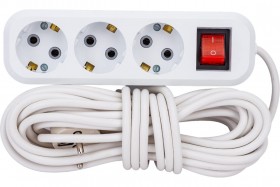 Удлинитель LEEK LE ES 3-х местный,  5 метров, с заземлением, с выключателем 3*1 (40)