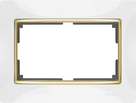 WL белый/золото рамка для 2-ой розетки WL03-Frame-01-DBL-white-G
