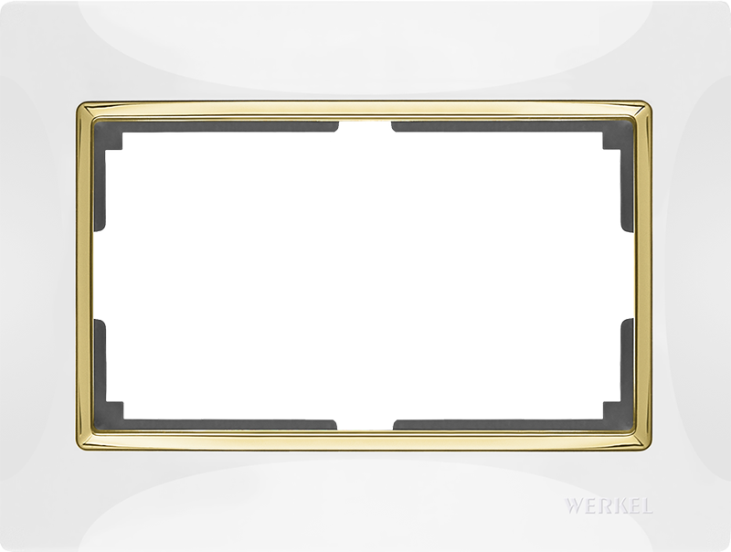 WL белый/золото рамка для 2-ой розетки WL03-Frame-01-DBL-white-G
