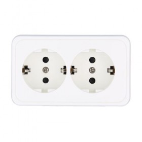 Розетка двойная  открытой установки с з/к, со шторками (бел.) LK STANDARD (20шт.) 1кор.=160шт.