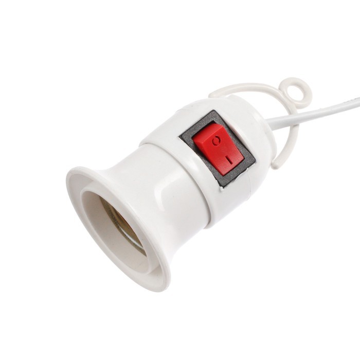 Патрон подвесной с выключателем, Е27, провод 5 м, белый   6935219