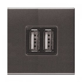 Abb NIE Механизм USB зарядного устройства, 2М, 2х750 мА / 1х1500 мА, серия Zenit, цвет антрацит