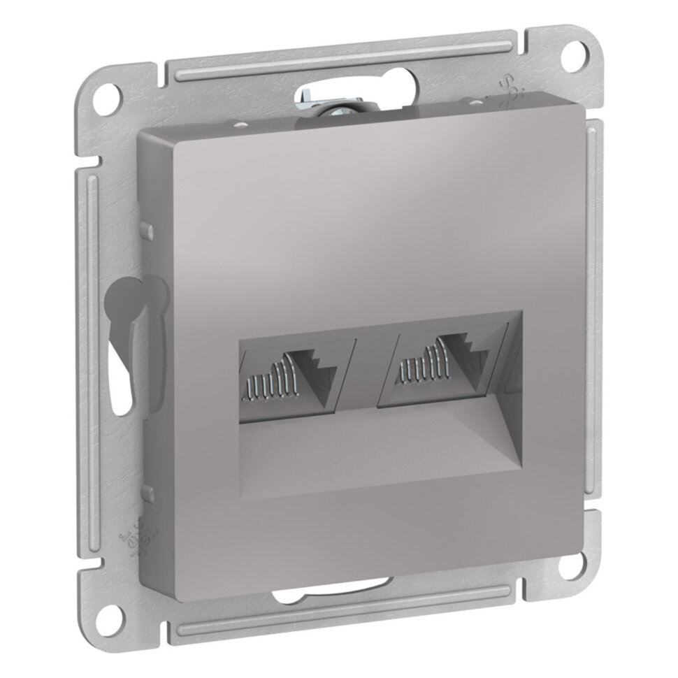 Механизм розетки RJ45+RJ45 кат.5E алюминий AtlasDesign