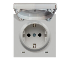 Накладка для розетки Schuko с заземлением, с крышкой, 16A 250 В~, матовый серый