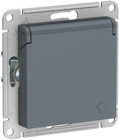 Механизм розетки 1-м с/з защитной шторкой и крышкой грифель AtlasDesign