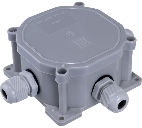 Коробка монтажная при открытой разводке КМ-255 IP67 (3 ввода)